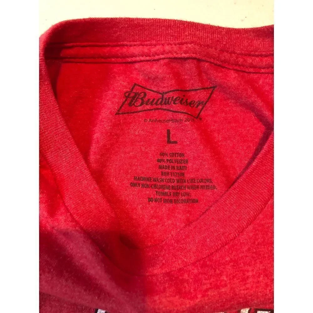 Budweiser Brand shirt Mens Large L Soft Cotton Old eagle RED vintage look‎